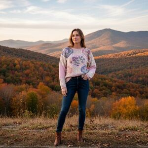 Vintage Climax Jumper‎ knit sweater Rammie Cotton pastel floral kawaii